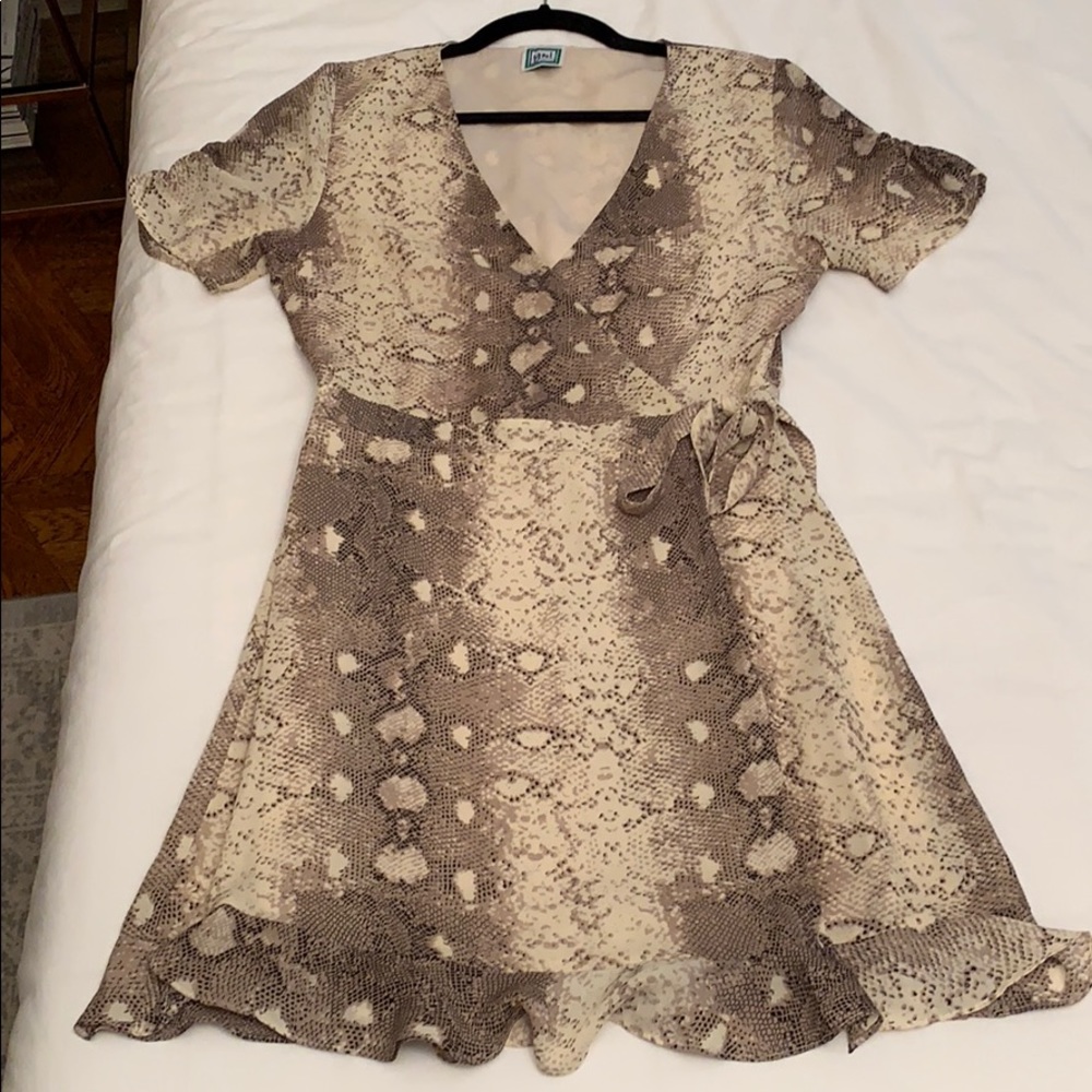 Silk snake skin wrap dress